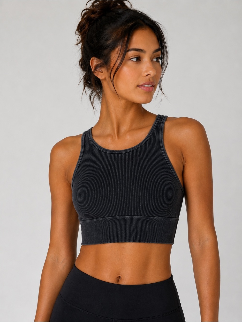 Altar'd State As Revival Black Ribbed Longline Bra